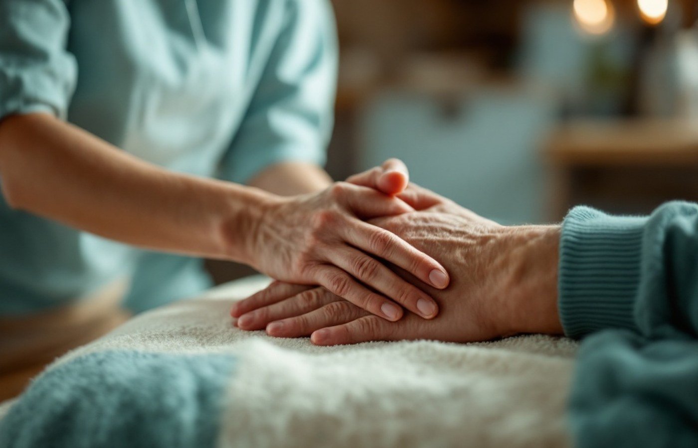 A calming hand massage in a residential care setting