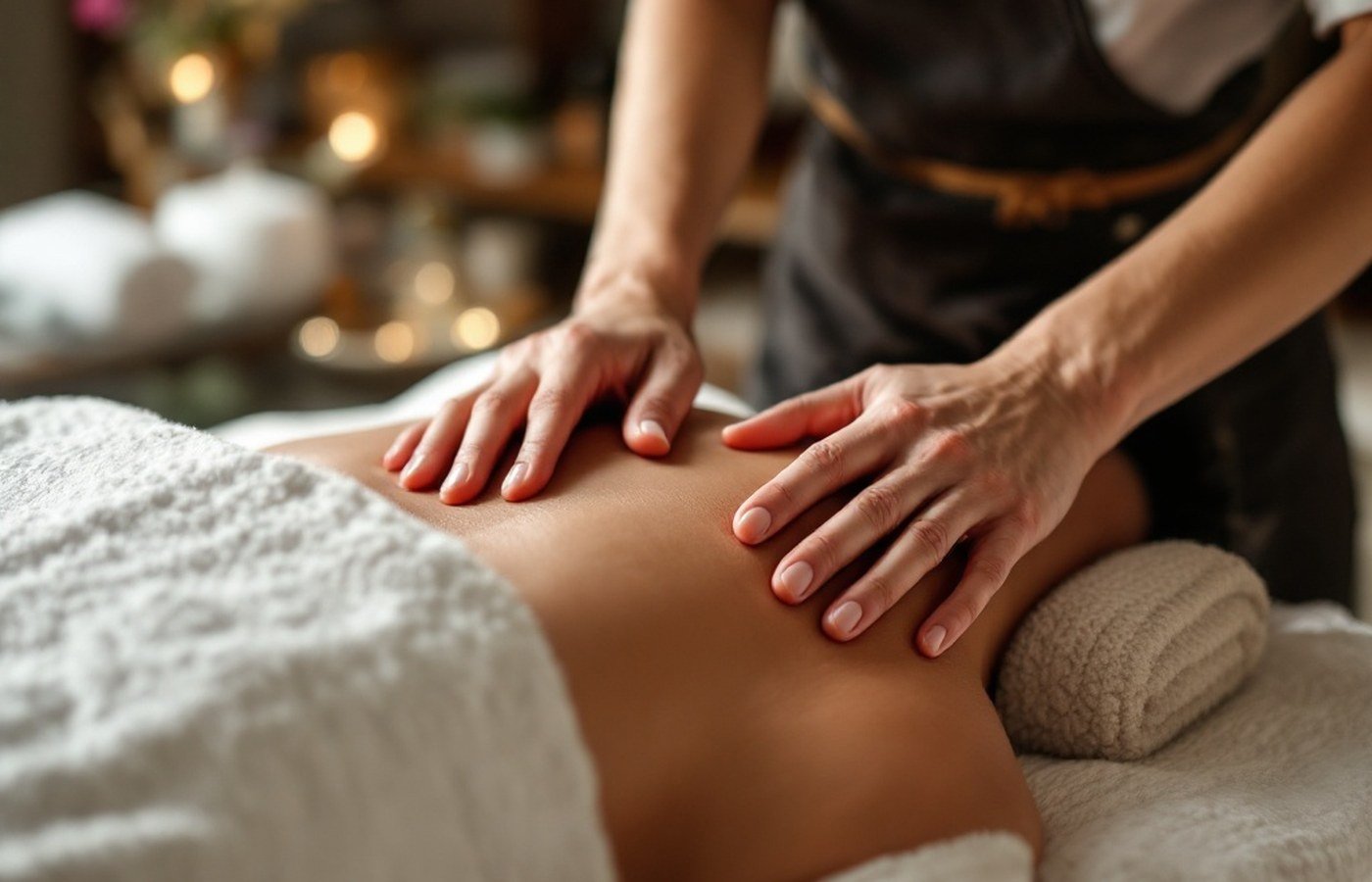 Long sweeping strokes of a Swedish massage