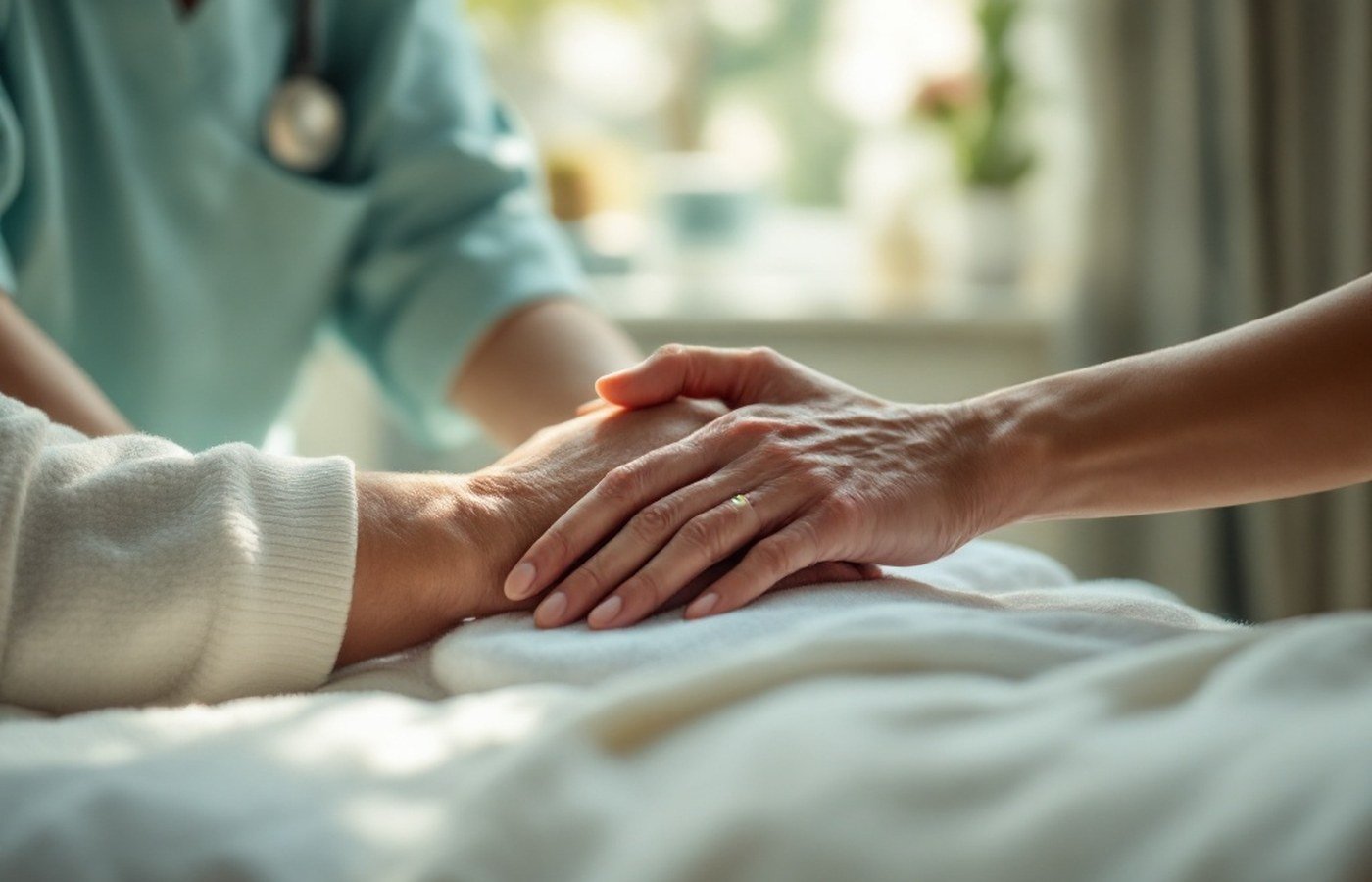 Gentle therapeutic touch for a patient in palliative care