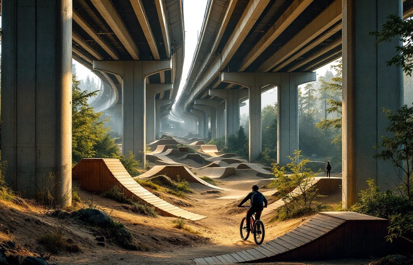 The mountain-bike playground under the I-5 Colonnade