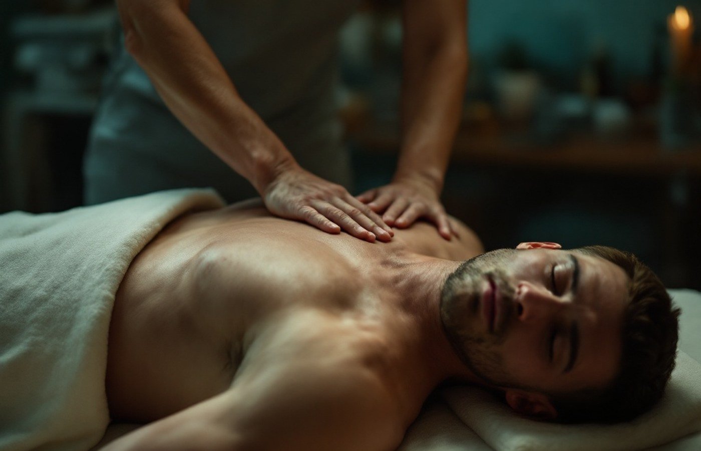 Deep tissue massage on an athlete's back